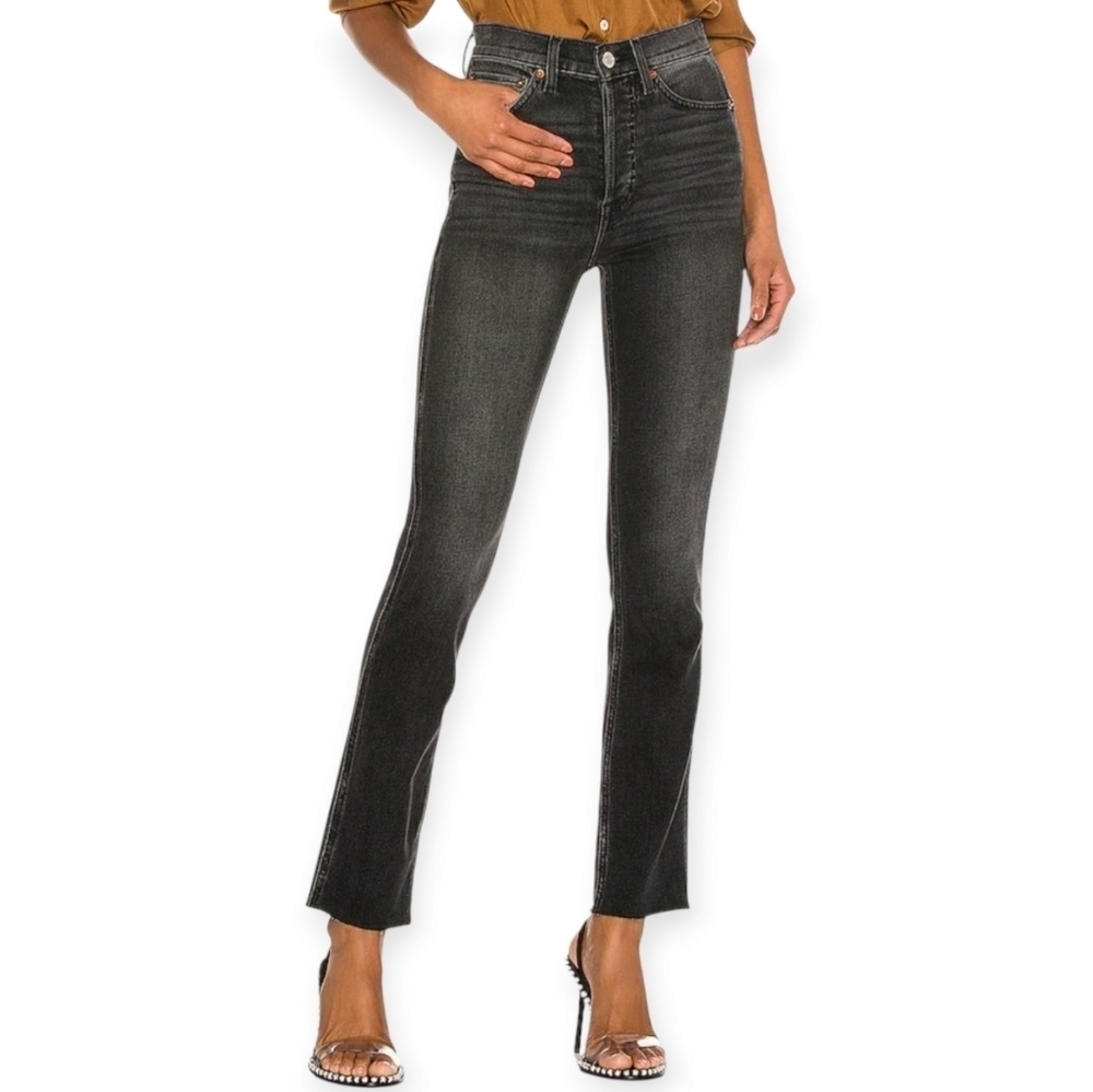 Re/Done Originals 80s Slim Straight Jeans in Black Size 26